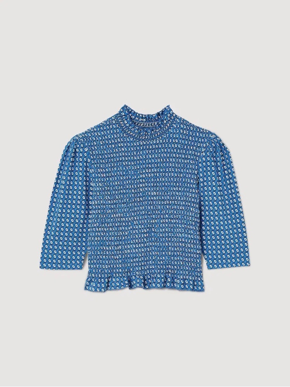 Sandro Smocked Ruffle-Hem Women's Top
